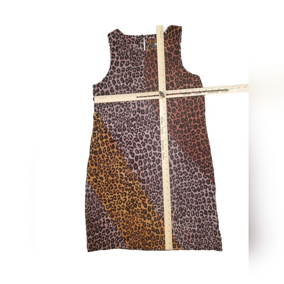Anthropologie Maeve Wynn Cheetah Patchwork Tunic Shift Career Preppy Dress Sz S - Picture 3 of 8